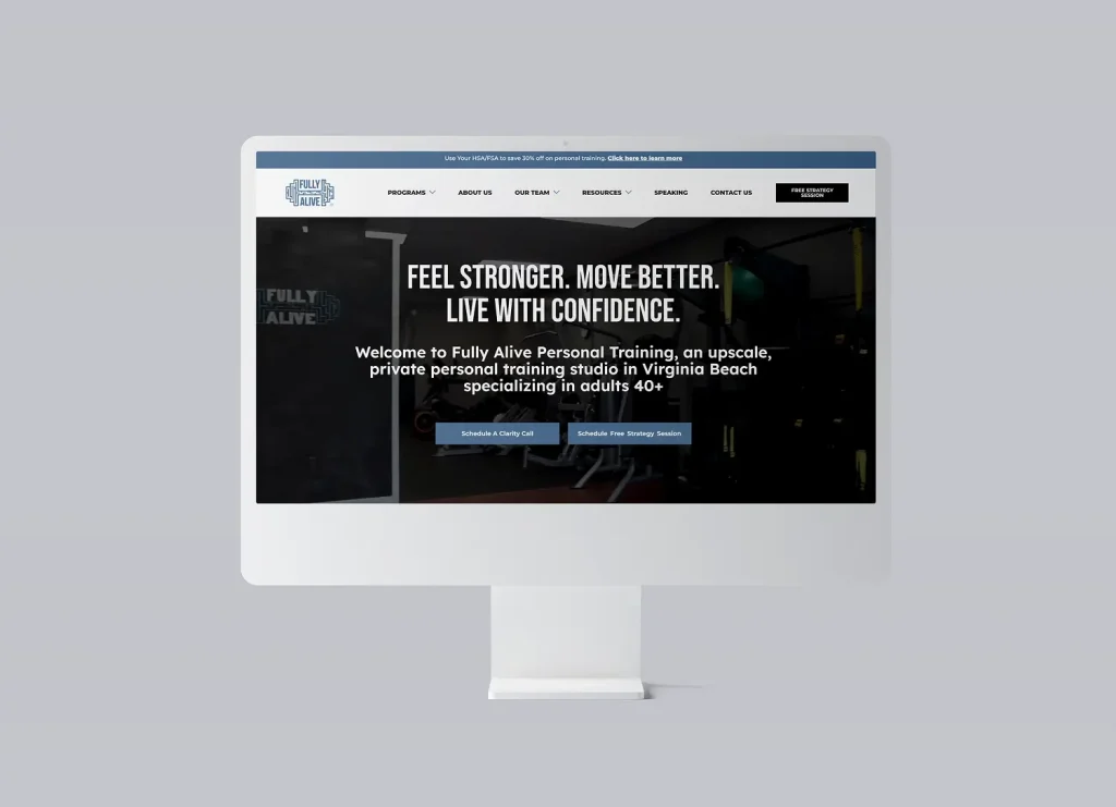 Fully Alive responsive website design on desktop screen
